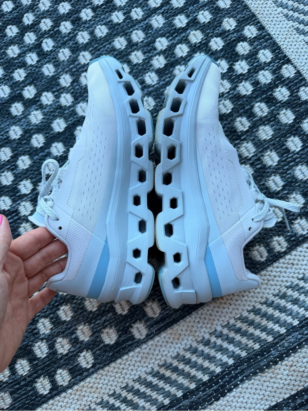 On Running Women's Light Blue and White Cloud Running Shoes - Picture 3 of 5